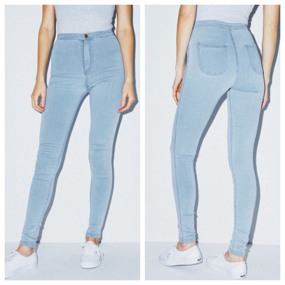 American Apparel Denim The Easy Jean Light Blue Wash Stretch High Waist sz Small